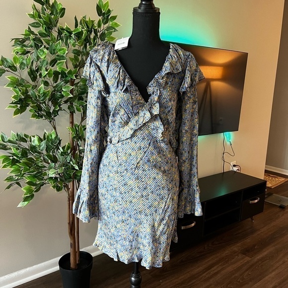 Free People Sweetest Thing Long Sleeve Minidress Midnight Cowboy SZ 6 NWT - Picture 5 of 12